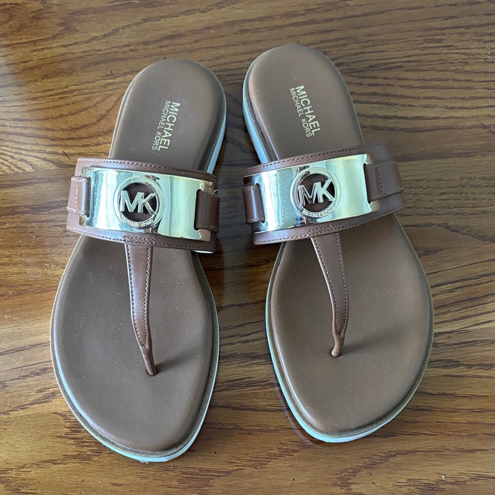 Michael Kors Brown and Silver Sandals